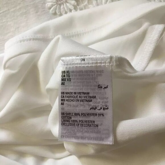 JM Collection White Floral Applique Kaftan Tunic Top Women's Size X-Large, NWT - Picture 6 of 6